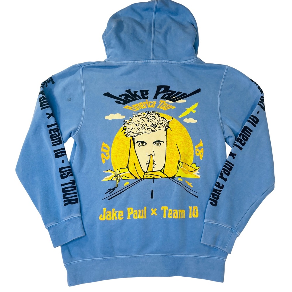 Jake Paul Team 10 America Tour 2018 Hoodie Blue Fanjoy Graphic Sweatshirt Small